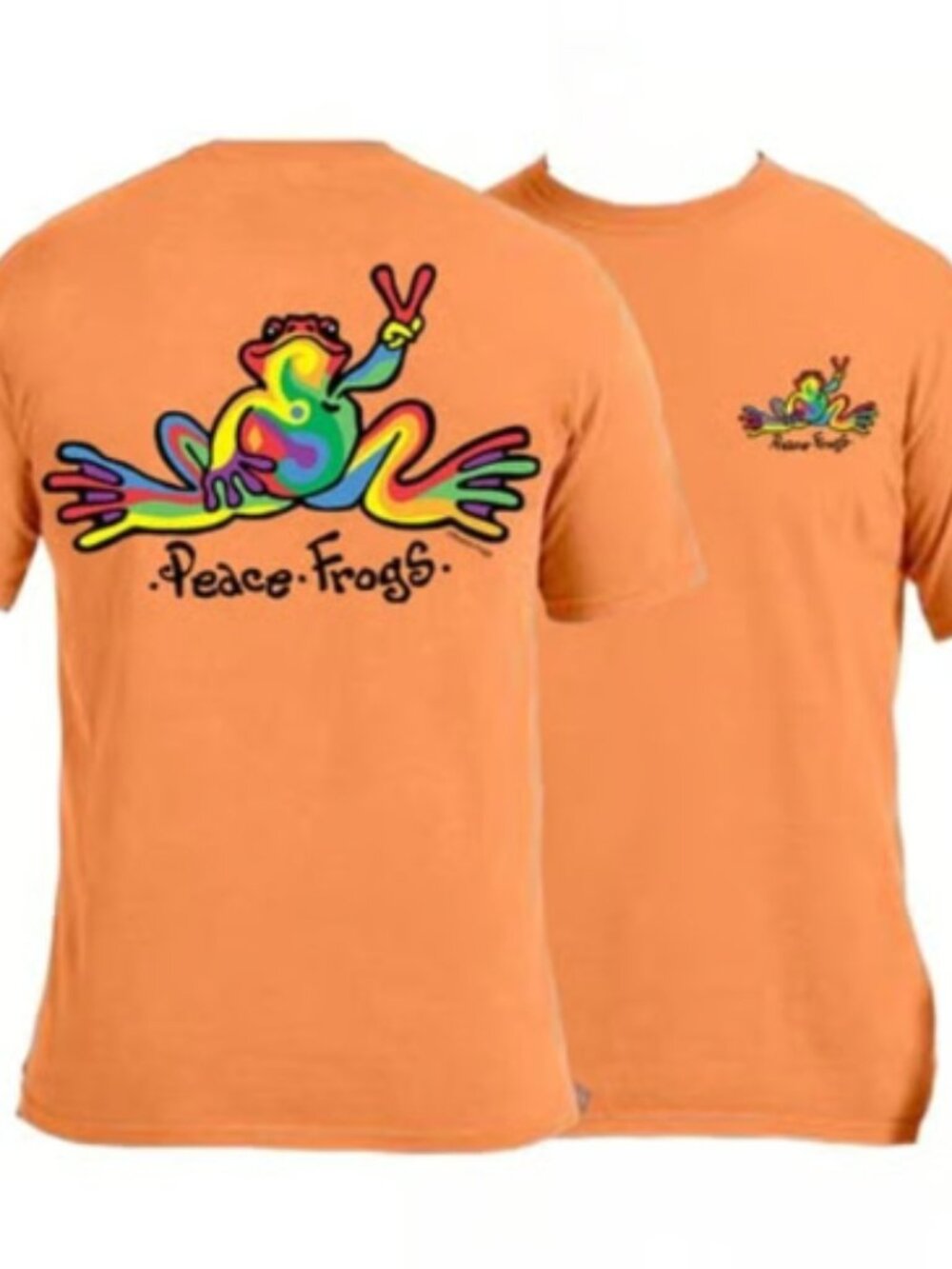 Peace Frogs Retro Melon Garment Dyed T-Shirt ~ Large ~ Brand New!
